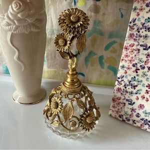 vintage midcentury matson ormolu & crystal sunflower perfume bottle